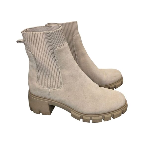 Steve Madden Shoes - Steve Madden Women's Hutch Tan Sand Suede Chelsea Chunky Heel Boots Sz 9